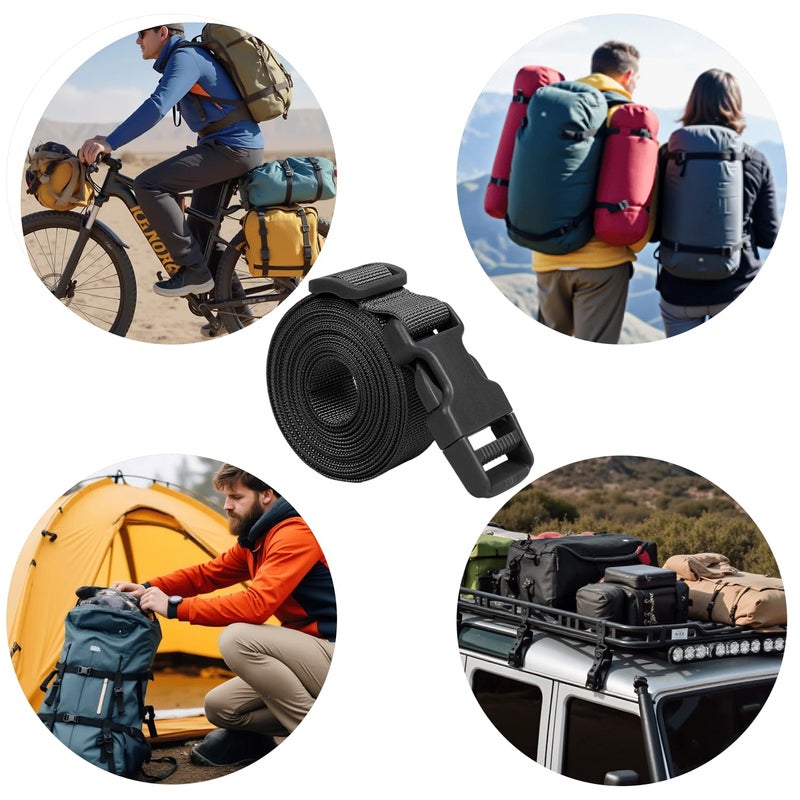 XTACER 1 Inch Molle Backpack Accessory Strap Luggage Straps Cover Strap Sleeping Bag Strap with Buckle (Black, 40) - Image 3